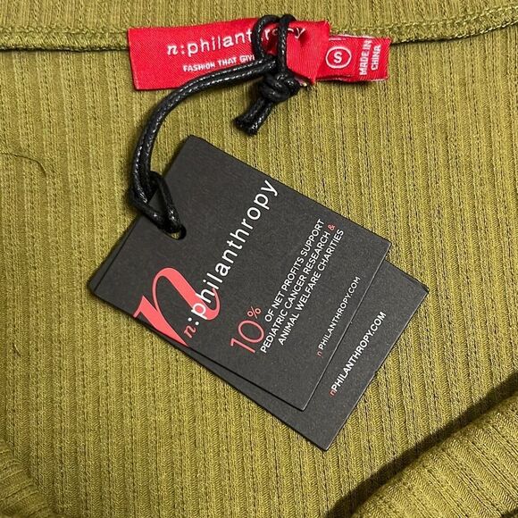 Revolve n:Philanthropy Ribbed Bodysuit Olive Green Square Neck Thong NWT Small - Picture 7 of 11